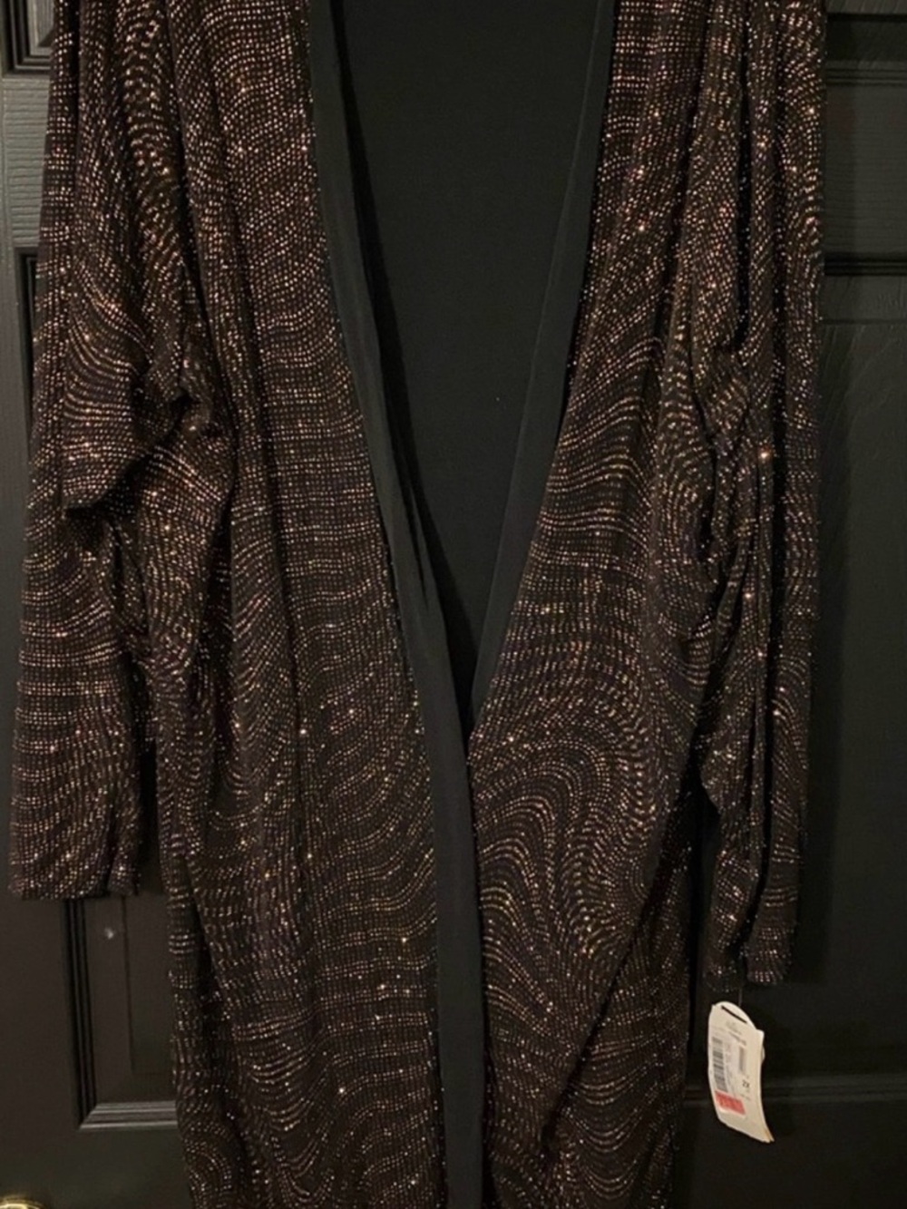 Sparkle Knit Open Cardigan - Brown
